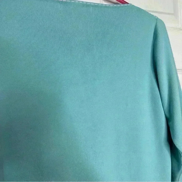 Nygard Collection Sweater Keyhole Neckline Blue & White Size Large - Picture 12 of 16